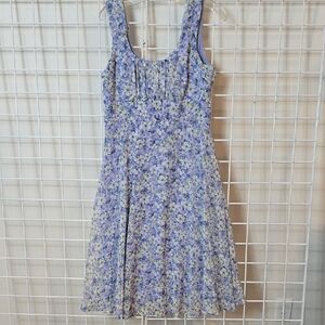 NorthStyle Blue, Light Green and White Floral Sleeveless Dress Size 10